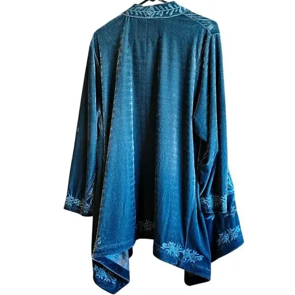 Anthropologie Floriana floral embroidered velvet cardigan size 1x - Picture 3 of 6